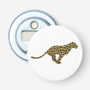 Leopard Brown en Yellow Silhouette Button Flesopener