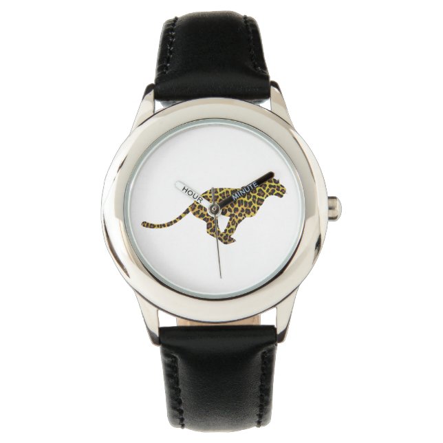 Leopard Brown en Yellow Silhouette Horloge (Voorkant)