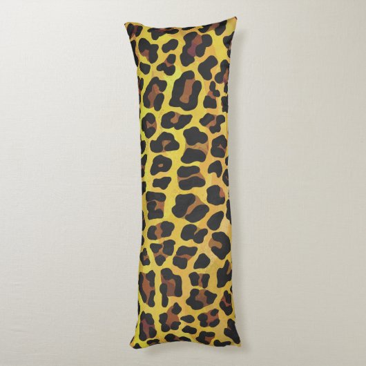 Leopard Brown en Yellow Silhouette Lichaamskussen (Achterkant (Verticaal))