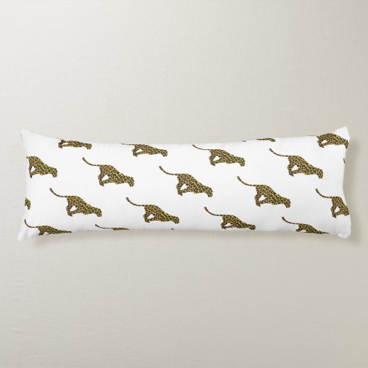Leopard Brown en Yellow Silhouette Lichaamskussen (Voorkant)