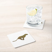 Leopard Brown en Yellow Silhouette Vierkante Kartonnen Onderzetter (Insitu)