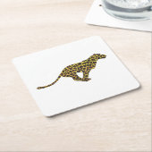 Leopard Brown en Yellow Silhouette Vierkante Kartonnen Onderzetter (Schuin)