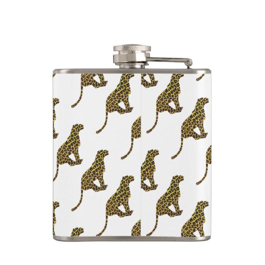 Leopard Brown en Yellow Siloette Heupfles (Achterkant)