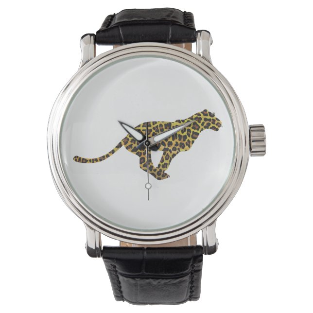 Leopard Brown en Yellow Siloette Horloge (Voorkant)