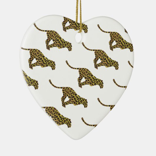 Leopard Brown en Yellow Siloette Keramisch Ornament (Rechts)