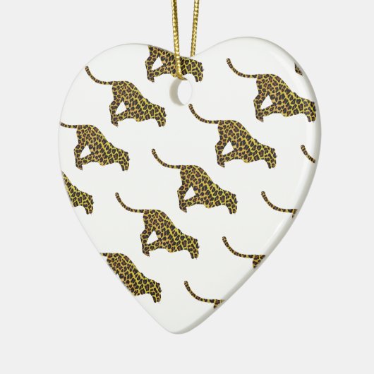 Leopard Brown en Yellow Siloette Keramisch Ornament (Links)