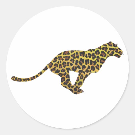 Leopard Brown en Yellow Siloette Ronde Sticker (Voorkant)