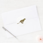 Leopard Brown en Yellow Siloette Ronde Sticker (Envelop)