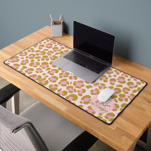 Leopard Brown rose beige Personnalisé (Bureau 2)