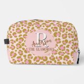 Leopard Brown Roze Beige gepersonaliseerd Toilettasje (Voorkant)