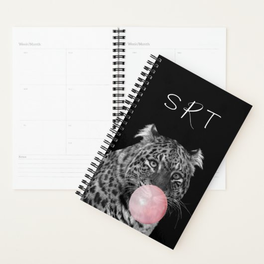 Léopard Bubble chewing chat animal monogramme (Devant avec enveloppe)