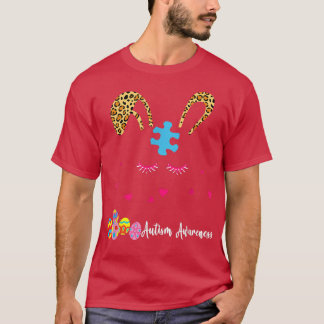 Leopard Bunny Autism Awareness T-shirt