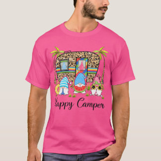 Leopard Camping RV Gnome Camper Happy Summer Campi T-shirt