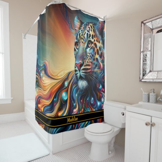 Leopard Charm: Majestic Oerwoud Escape Douchegordijn (In situ)