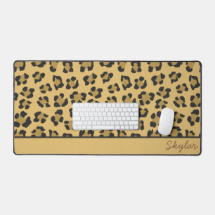 Leopard Cheetah Animal Print Aangepaste Cursieve N Bureaumat