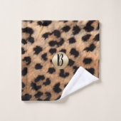Leopard Cheetah Animal Print Chic Monogram Bad Handdoek (Wasdoekje)