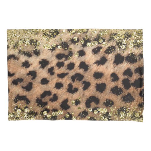Leopard Cheetah Animal print Gold Glitter Modern Kussensloop (Voorkant)