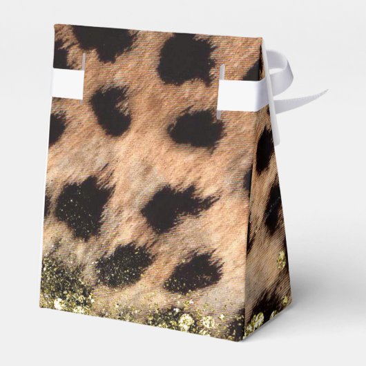 Leopard Cheetah Animal print Gold Glitter Monogram Bedankdoosjes (Achterkant)