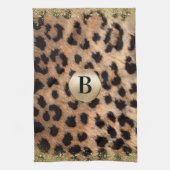 Leopard Cheetah Animal print Gold Glitter Monogram Theedoek (Verticaal)