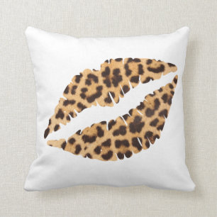 Leopard Cheetah Animal Print Mouth Lips Kussen