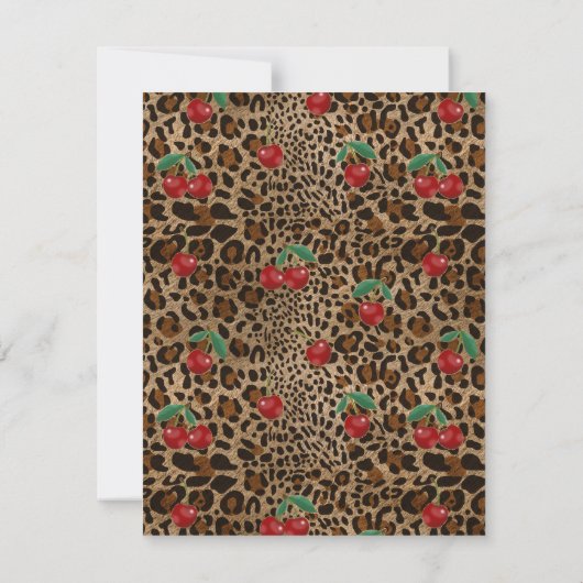 Leopard Cheetah Animal Print Red Cherry Pattern Bedankkaart (Achterkant)