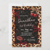 Leopard Cheetah Cherries Birthday Invitation (Devant)