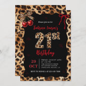 Leopard Cheetah Cherry 21st Birthday Invitation (Devant / Derrière)