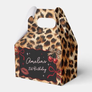 Leopard Cheetah Cherry Birthday Favor Box Bedankdoosjes