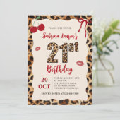 Leopard Cheetah Cherry Birthday Kaart (Staand voorkant)