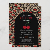 Leopard Cheetah Cherry On Top Birthday Invitation (Devant / Derrière)