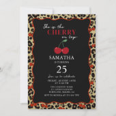 Leopard Cheetah Cherry On Top Birthday Invitation (Devant)