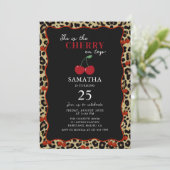 Leopard Cheetah Cherry On Top Birthday Invitation (Debout devant)