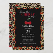 Leopard Cheetah Cherry On Top Birthday Invitation (Devant / Derrière)