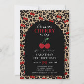 Leopard Cheetah Cherry On Top Birthday Invitation (Devant)