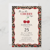 Leopard Cheetah Cherry On Top Birthday Invitation (Devant)