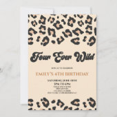 Leopard Cheetah Four Ever Wild 4th Verjaardagsfees Kaart (Voorkant)