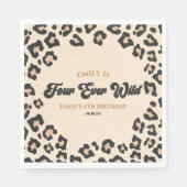 Leopard Cheetah Four Ever Wild 4th Verjaardagsfees Servet (Voorkant)