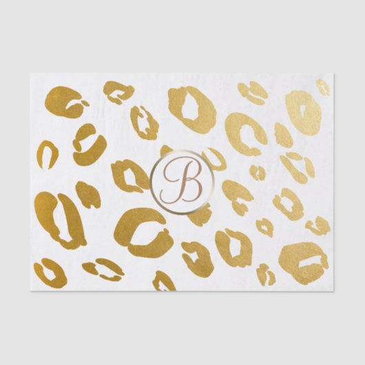Leopard Cheetah Gold Print Monogram Letter Initiaa Tissuepapier (Voorkant)