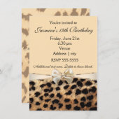 Leopard Cheetah Imprimer Blanc Bow Glam Invitation (Devant / Derrière)