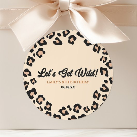 Leopard Cheetah Laten we wild worden! verjaardagsf Ronde Sticker