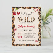 Leopard Cheetah Let’s Get Wild Birthday Invitation Kaart (Staand voorkant)