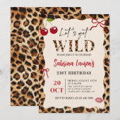 Leopard Cheetah Let’s Get Wild Birthday Invitation Kaart (Voorkant / Achterkant)