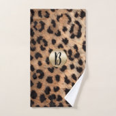 Leopard Cheetah Poster de animal Chic Monogramme (Serviette à main)
