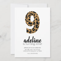 Leopard/Cheetah Print 9e verjaardag Uitnodiging
