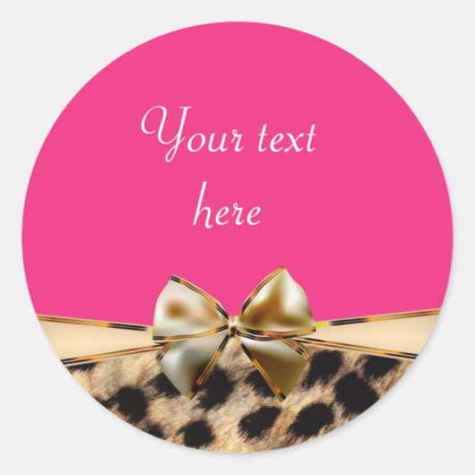 Leopard Cheetah Print Bow Pink Party Stickers (Devant)