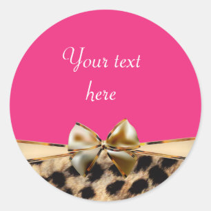 Leopard Cheetah Print Bow Roze Party Stickers