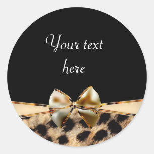 Leopard Cheetah Print Bow Verjaardagsfeestje Stick Ronde Sticker