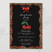 Leopard Cheetah Print Cherry Cocktail Bachelorette Kaart (Voorkant)