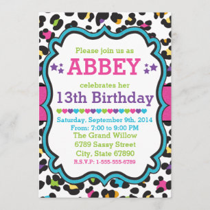 Leopard Cheetah Print Invitation Birthday Kaart