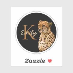 leopard Cheetah Print monogram Initiaal naam Sticker